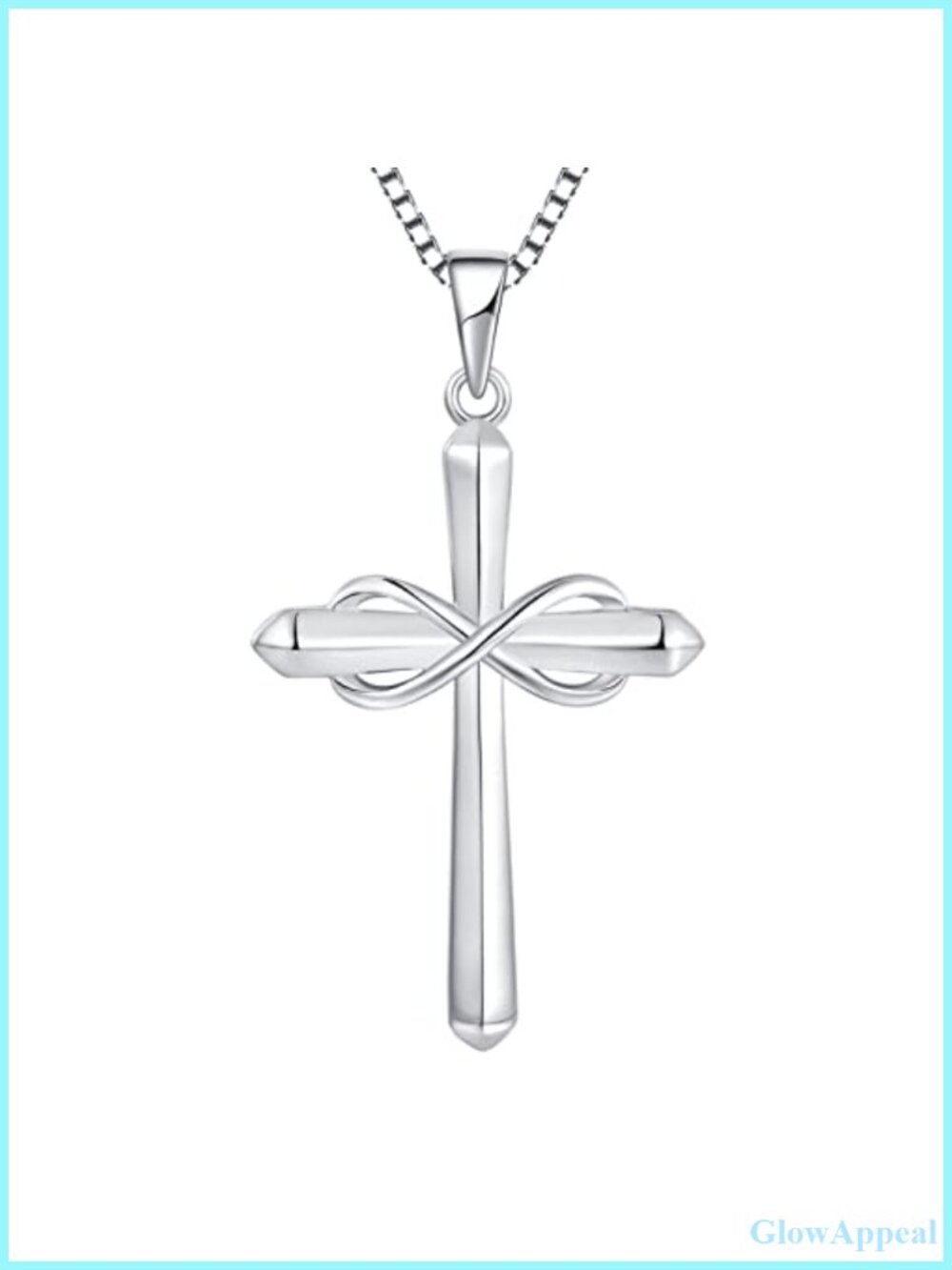 Sterling Silver Infinity Cross Necklace Polished Pendant Crucifix Jewelry